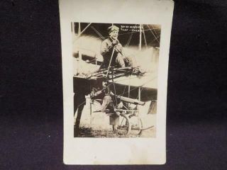 British Aeroplane Pilot - Gunner Wwi Era Humorous B&w Real Photo Postcard