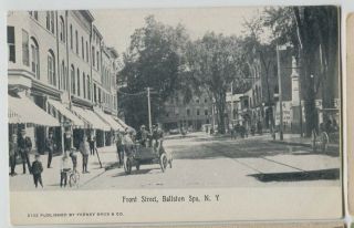 1910 Era Front Street Ballston Spa York Street With Early Car Postcard