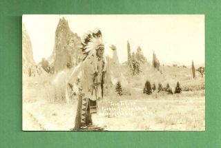 1910 Rppc Photo Postcard Jose Tafoya Pueblo Indian Chief Garden Of Gods Colorado