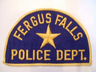 Fergus Falls (type 2) Police Obsolete Cloth Shoulder Patch Minnesota Usa