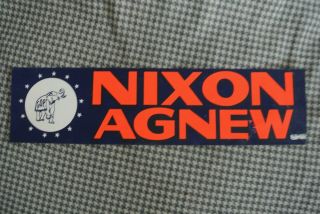 Nixon - Agnew Presidential Campaign Bumper Sticker Day Glo