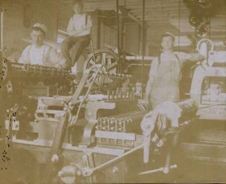 Antique Matted Photo - Men Factory Workers Occupational Rare