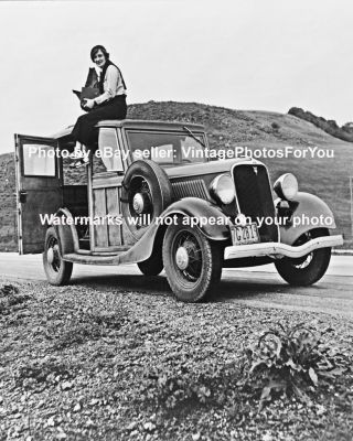 Old Antique Vintage Ford V8 Station Wagon Woodie Car Automobile Photo Picture