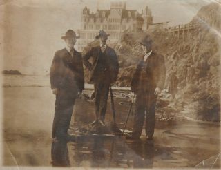 Photo 3 Men On Rocks Beach San Francisco Ca Ca 1904 Hotel Hats 3.  25 X 4.  25 Inch