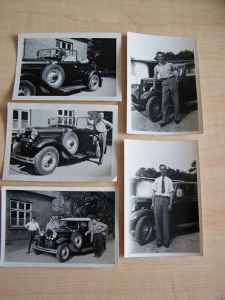 5 X Vintage Photographs Classic Car Registration No X5153 With People