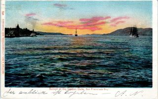San Francisco,  Ca California Sunset At The Golden Gate 1905 Ships Postcard