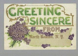 Pk43545:postcard - Vintage Flower Greetings From North Boston,  York