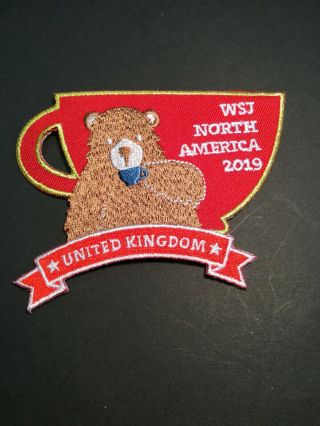 24th World Scout Jamboree 2019 United Kingdom Bear Sipping Tea Badge