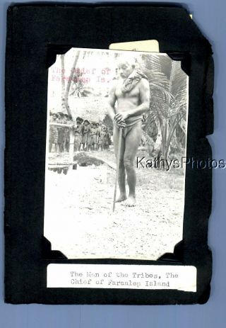 Found B&w Photo N_4812 Native Man Posed By Palm Tree
