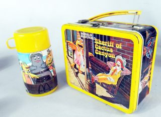 Mcdonalds Vintage Thermos Lunch Box Happy Western Meal Ronald Clown 1982 With