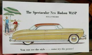 Ca 1940s Hudson Wasp Auto Car Advertising Postcard