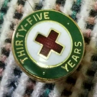 Vintage American Red Cross Thirty Five Year Service Pin Gold Enamel 35