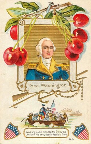 1910 George Washington Crossing The Delaware - Patriotic Postcard C