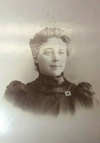 Vintage Cabinet Card Of A Young Woman With Ghost Like Image On Back - Spooky