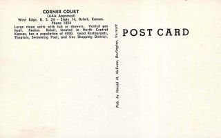 Roadside Postcard Corner Court & Gas Station,  Beloit,  Kansas - circa 1940s 2
