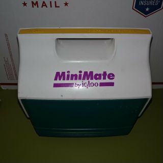 Vintage Igloo Mini Mate Cooler Lunch Box Rare Purple Teal Yellow 1990s