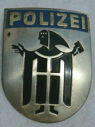 Antique German Obsolete Police Badge Large Shield Insignia Hat Germany Polizei