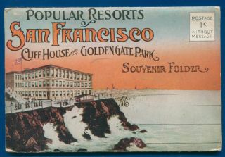 San Francisco California Ca Golden Gate Park Resorts Cliff House Postcard Folder