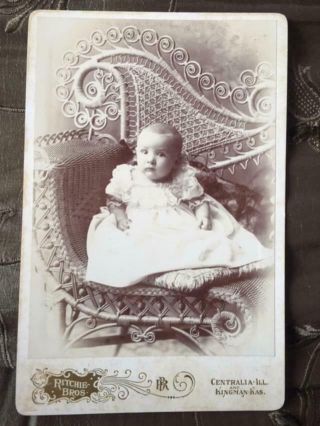 Antique 1800s Cabinet Card Photo Victorian Baby Kingman Ks Centralia Il Ritchie