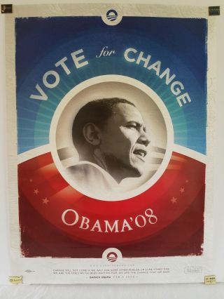 Obama 2008 Tuesday Vote For Change Poster 24 X18 Very Limited Distribution