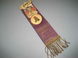 " Improved Order Of Red Man " Badge Ribbon Early 20th C Ladies D Of P