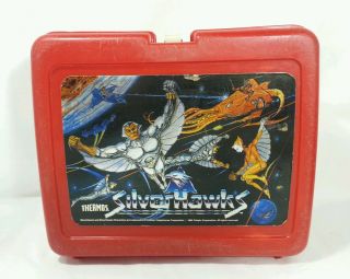 Vintage Thermos SILVERHAWKS Red Plastic Lunch Box With Thermos 1986 2