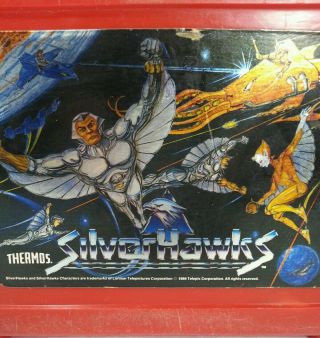 Vintage Thermos SILVERHAWKS Red Plastic Lunch Box With Thermos 1986 5