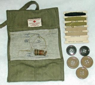Rare American Red Cross Ww2 Army Sewing Kit Bleckley Co.  Chapter Cochran Georgia