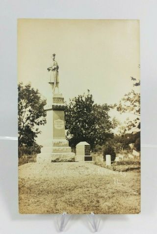 Vtg Kinmundy Il Ill Rppc Photo Post Card Soldiers Monument Evergreen Cemetery