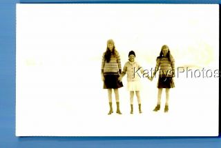 Real Photo Rppc C,  0412 Girls Holding Hands Side By Side In The Snow In Skirts