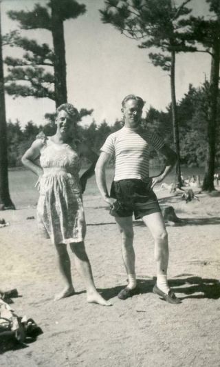 Zz482 Vtg Photo Two Men,  One In Drag,  Echo Lake Co,  Gay,  Lgbt C 1947