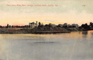 Easton Maryland Miles River Bridge Birds Eye View Vintage Postcard Jh230960