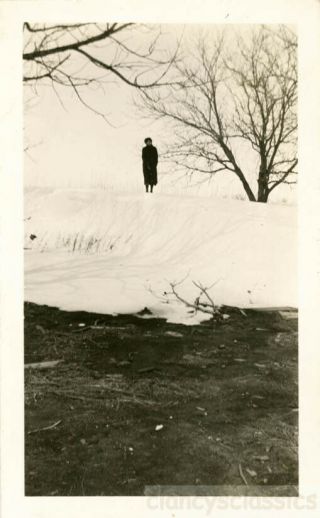 1918 Abstract Woman Figure In Black Snow Landscape Like Floating