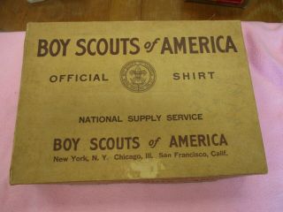 Vintage Official Boy Scout / Explorer Uniform Ss Shirt W/ Box & Garrison Hat