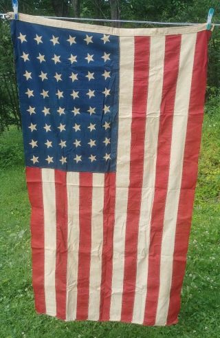 Vintage Ww2 Era 48 Star Linen American Us Flag 3 