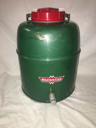 Vintage Green Insulated Water Cooler Dispenser Enamel Lined Metal Jug 2 Gallon