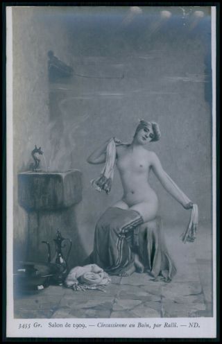Art Ralli Nude Woman Caucasian Bath 1910s Salon De Paris Postcard