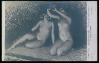Art Adolphe Faugeron Nude Woman Bilitis Lesbian Old 1910 Salon De Paris Postcard