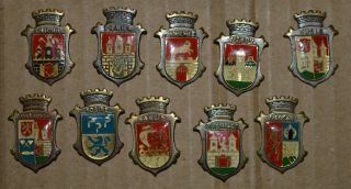 Praha Districts Czech Republic Heraldic Crest Coat Of Arms Vtg Pin Badge Set