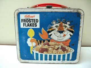 1969 Vintage Kelloggs Frosted Flakes Metal Lunchbox Tony The Tiger No Thermos