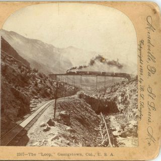 Colorado,  Steam Locomotive On The " Loop ",  Georgetown - - Keystone 2367 C.  1898