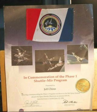 Nasa Space Shuttle Mir Program Commemorative Flag And Letter - Flown To Space