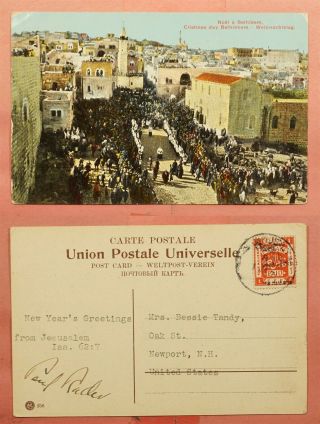 1921 Eef Palestine Bethlehem Postcard Jerusalem To Usa