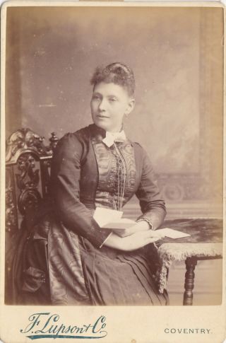 Antique Cabinet Photograph,  Lady Holding Letter.  Coventry Studio