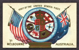 Old Postcard Melbourne Australia 1908 Visit Of The Us Navy Fleet