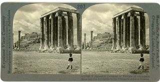 Greece Athens Temple Of Olympian Zeus Columns Stereoview 17120 207 21116