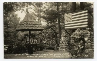 Waupaca Wi Rppc Shows Souvenir Postcard Rack Whispering Pine Resort C 1930s