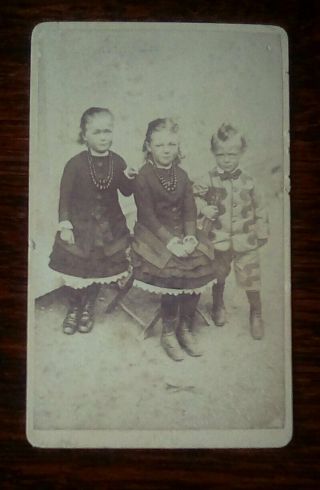 Cdv Photo Of 3 Naughty Looking Children