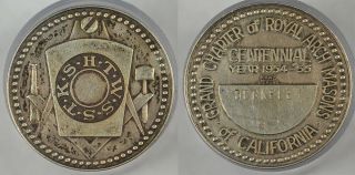 1954 - 55 Grand Chapter Of Royal Arch Masons Of Berkeley,  Ca.  925 Silver Token