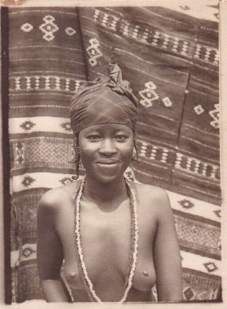 Vintage Silver Photograph Snapshot West Africa Ethnographic Woman 1920